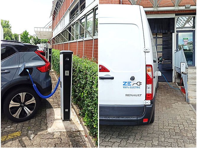 Charging stations at PTW’s facilities in Freiburg.