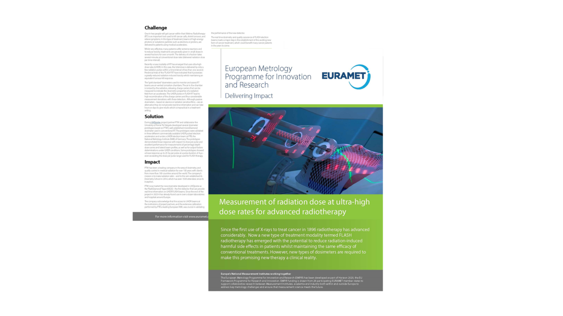 Euramet - case study - Measurement of radiation dose at ultra-high dose rates for advanced radiotherapy