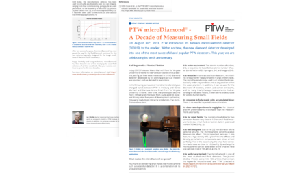 Article: PTW microDiamond. A Decade of Measuring Small Fields